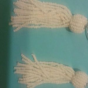 White beaded earrings